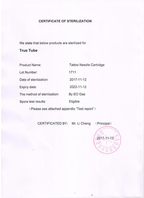 Sterilization Records - True Cartridge Needles