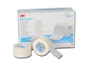 Available at True Tattoo Supply. Micropore™ Paper Hypoallergenic Surgical Tape is manufactured by 3M Company. Adheres well to skin without causing irritation or unnecessary pressure Latex-free  * Box: 12 Rolls * 1″ x 10 yd (2.5 cm x 9.14 m) * White * Paper tape is gentle to the skin, porous, and highly breathable to maintain skin integrity. Use to secure small to medium dressings, especially on damp skin.