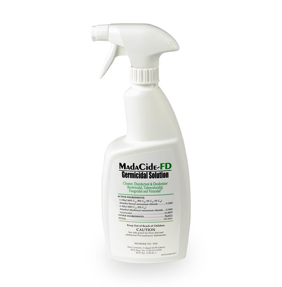 Available at True Tattoo Supply. Quarts and Gallons are available! ALSO AVAILABLE AS MADACIDE WIPES HERE! MadaCide-FD is a hospital-level Disinfectant/Cleaner/Deodorizer that is designed specifically for the infection control needs of healthcare. Efficacy tests have demonstrated that this product is an effective bactericide, virucide, germicide.