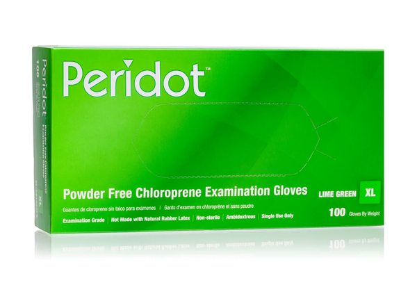 Peridot Chloroprene Lime Green Exam Gloves