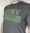 Available at True Tattoo Supply. Stay true! Large print on the front states the obvious, STAY TRUE, small True Tattoo logo on the back, Dark heather gray shirt with distressed print. Available in S-XXL