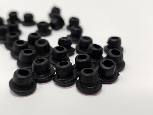 Available at True Tattoo Supply. Black Needle Bar Loop Grommets - Qty of 100  Black Silicone cushion grommets for tattooing   