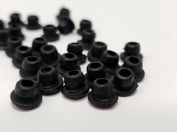 Available at True Tattoo Supply. Black Needle Bar Loop Grommets - Qty of 100 Black Silicone cushion grommets for tattooing