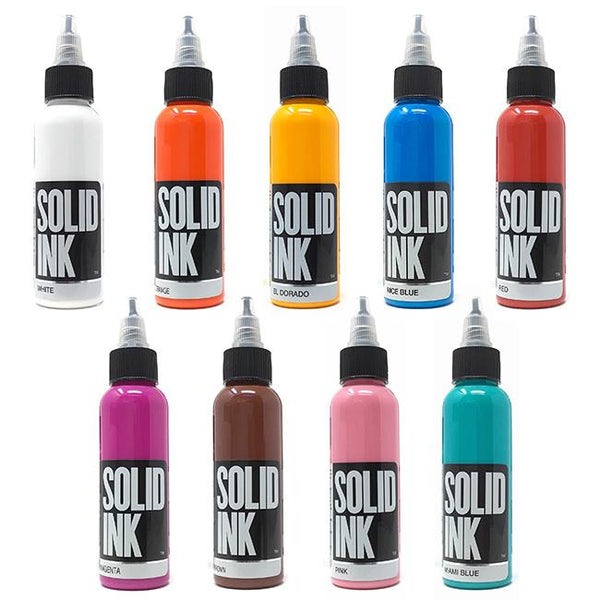 Available at True Tattoo Supply. PROFESSIONAL TATTOO PIGMENTS FROM ARTIST TO ARTIST Made in the USA You won’t be disappointed by the wide array of pigments by Solid Ink available at True Tattoo Supply. With signature lines from renowned artists like Chris Garver and Horitomo.