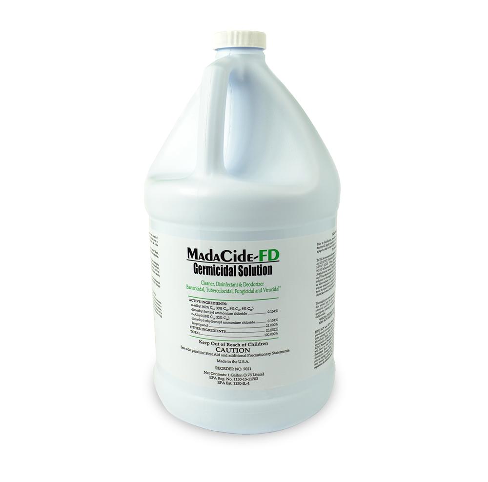 Available at True Tattoo Supply. Quarts and Gallons are available! ALSO AVAILABLE AS MADACIDE WIPES HERE! MadaCide-FD is a hospital-level Disinfectant/Cleaner/Deodorizer that is designed specifically for the infection control needs of healthcare. Efficacy tests have demonstrated that this product is an effective bactericide, virucide, germicide.